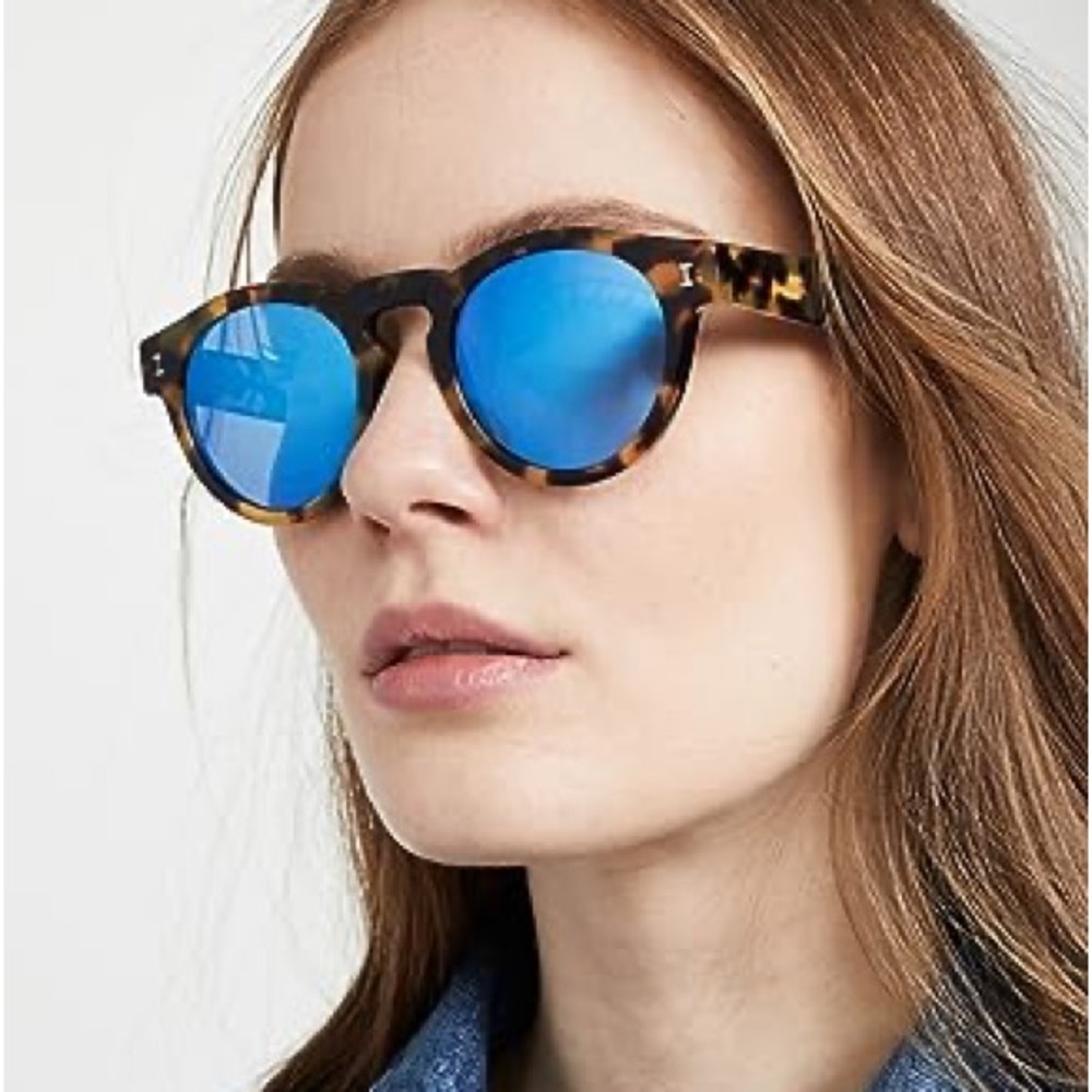 Illesteva Leonard Tortoise Blue Lens Sunglasses